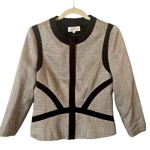 Veronika‎ Maine Cotton Blend Black Metallic White Crop Jacket Blazer Size 10